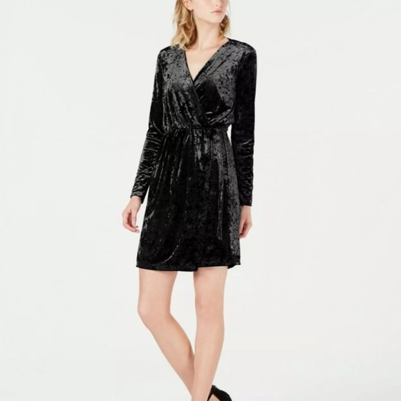 Bar III Dresses & Skirts - SALE. Bar III Velvet Deep Black Wrap Dress. S